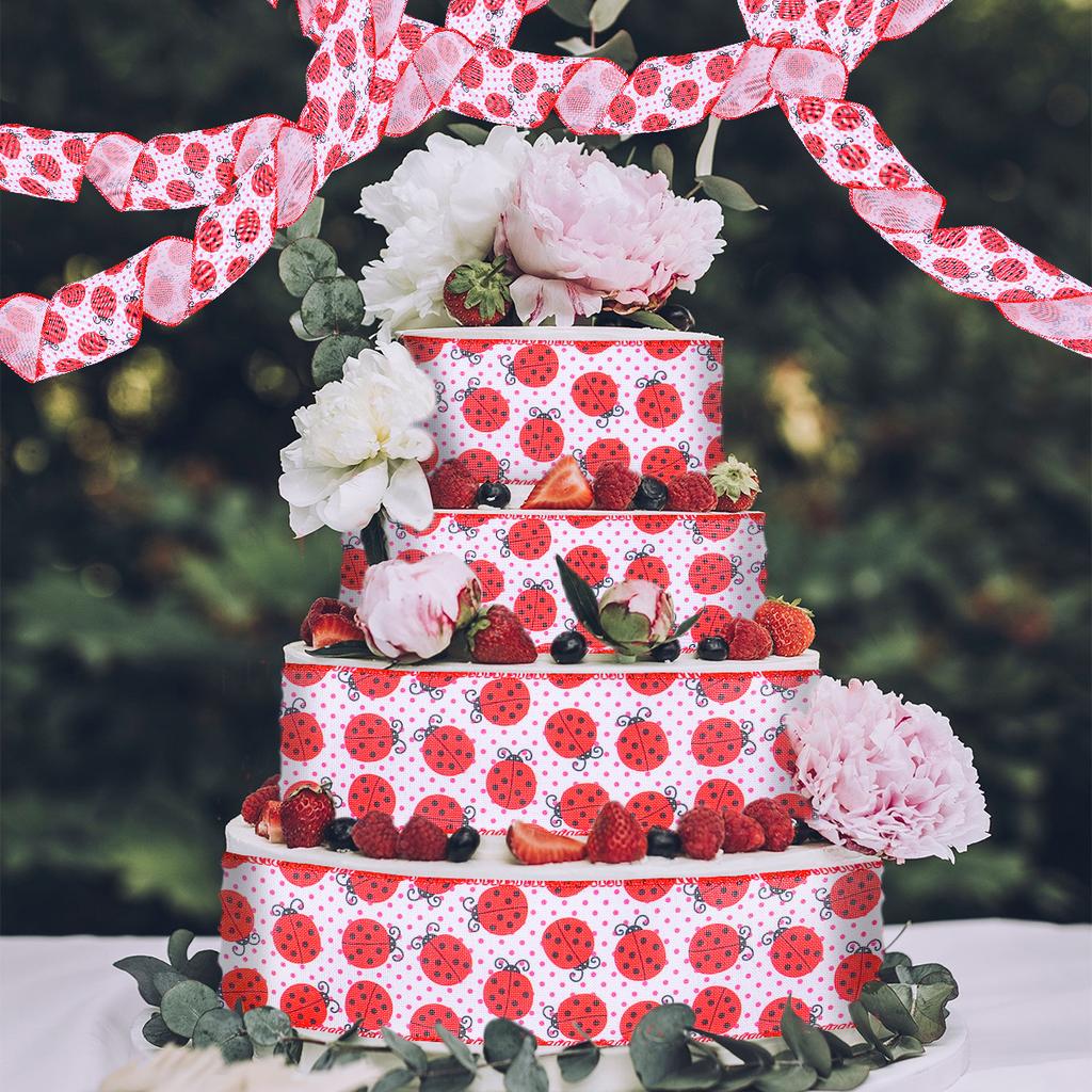 Red And Black Polka Dot Ladybug Ribbon Spring And Summer Creative Ladybug Ribbon Packaging Tape Atmosphere Layout Supplies