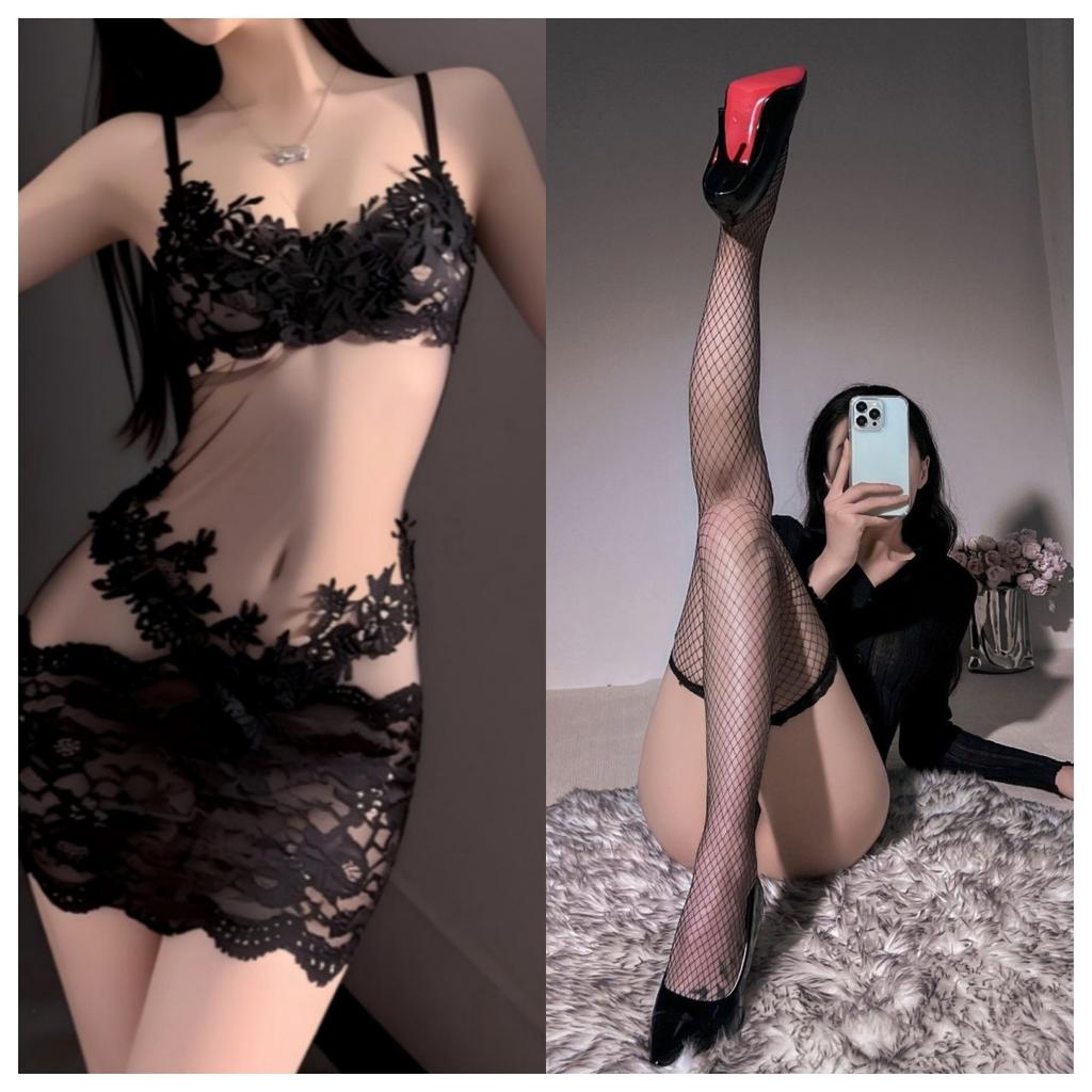Sex underwear large size sexy inner French lace suspender pure desire spice girl slim-fit hip-wrapped nightdress women