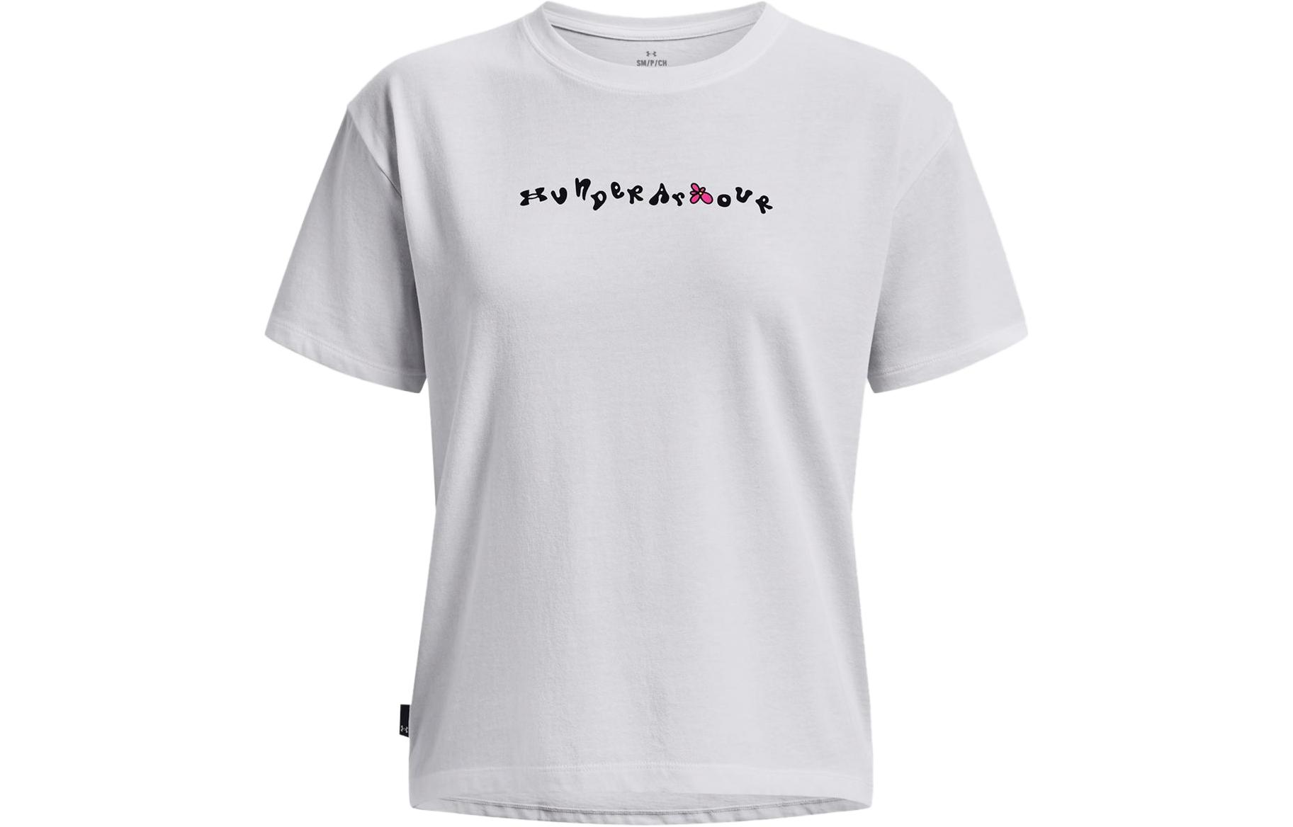 Under Armour T Shirts Women s White Crew Neck Moderate Straight Fit 1379116-100 XS