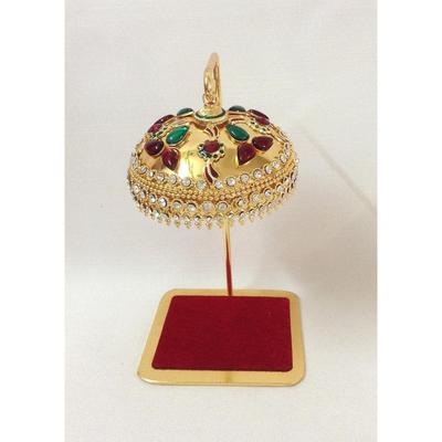 Sombrilla Metálica Chhatra Multicolor para Ídolo de Dios – Chatri Decorativo con Cristales Colgantes para Salpicadero de Coche, Escritorio de Oficina, Templo del Hogar y Decoración de Mesa