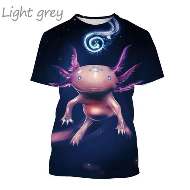 Hot Sale New Axolotl 3D Printed T-shirt Personality Animal Unisex Comfortable Round Neck Print Streetwear Tops Men Women Tees