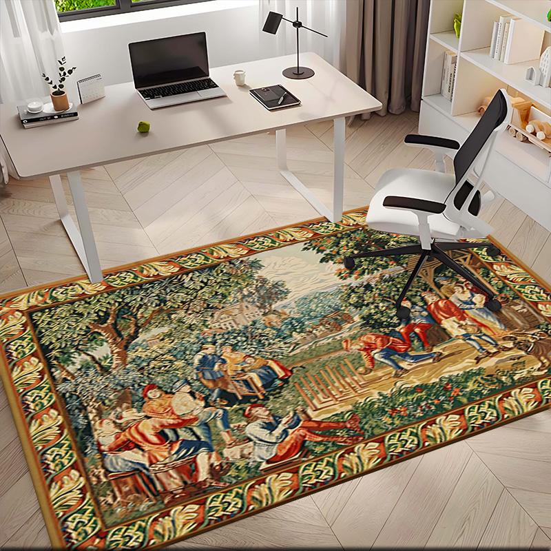 1pc Medieval Period Art Court Carpet Rug for Living Room Bedroom Home Sofa Decoration,Kids Play Non-slip Floor Mat