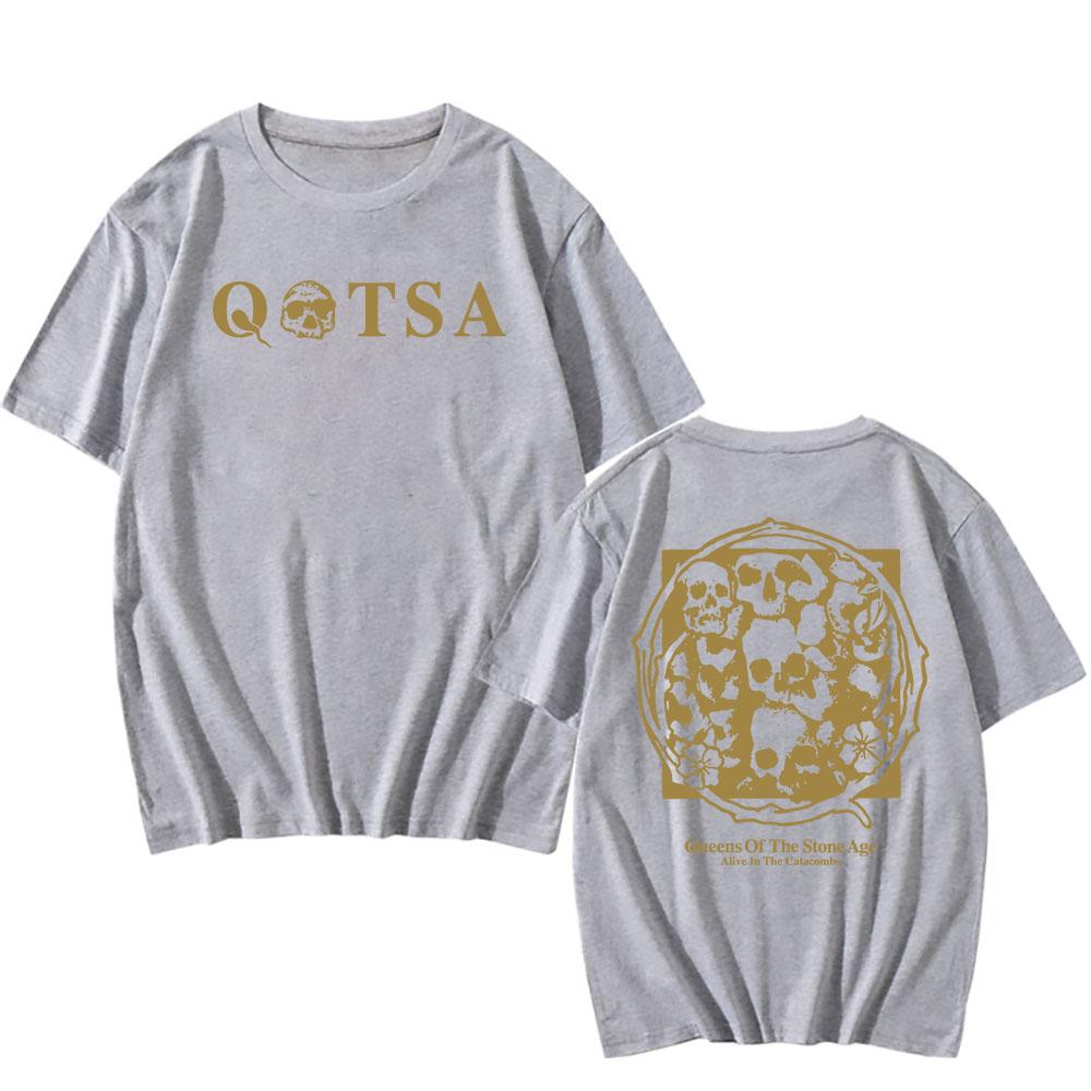 2025 Alive In The Catacombs TShirt QUEENS OF THE STONE AGE QOTSA Tshirts Rock Band Grunge Fashion T Shirt Summer Cotton Unisex Tee