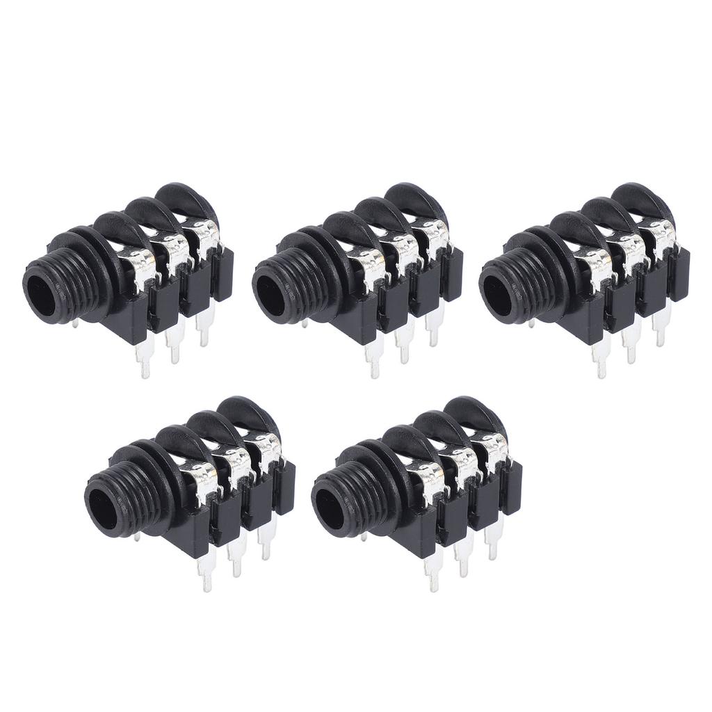 5Pcs Stereo Jack Socket 6.35mm 6P Microphone Connector Pickup Jack Socket for Replacement Reverse