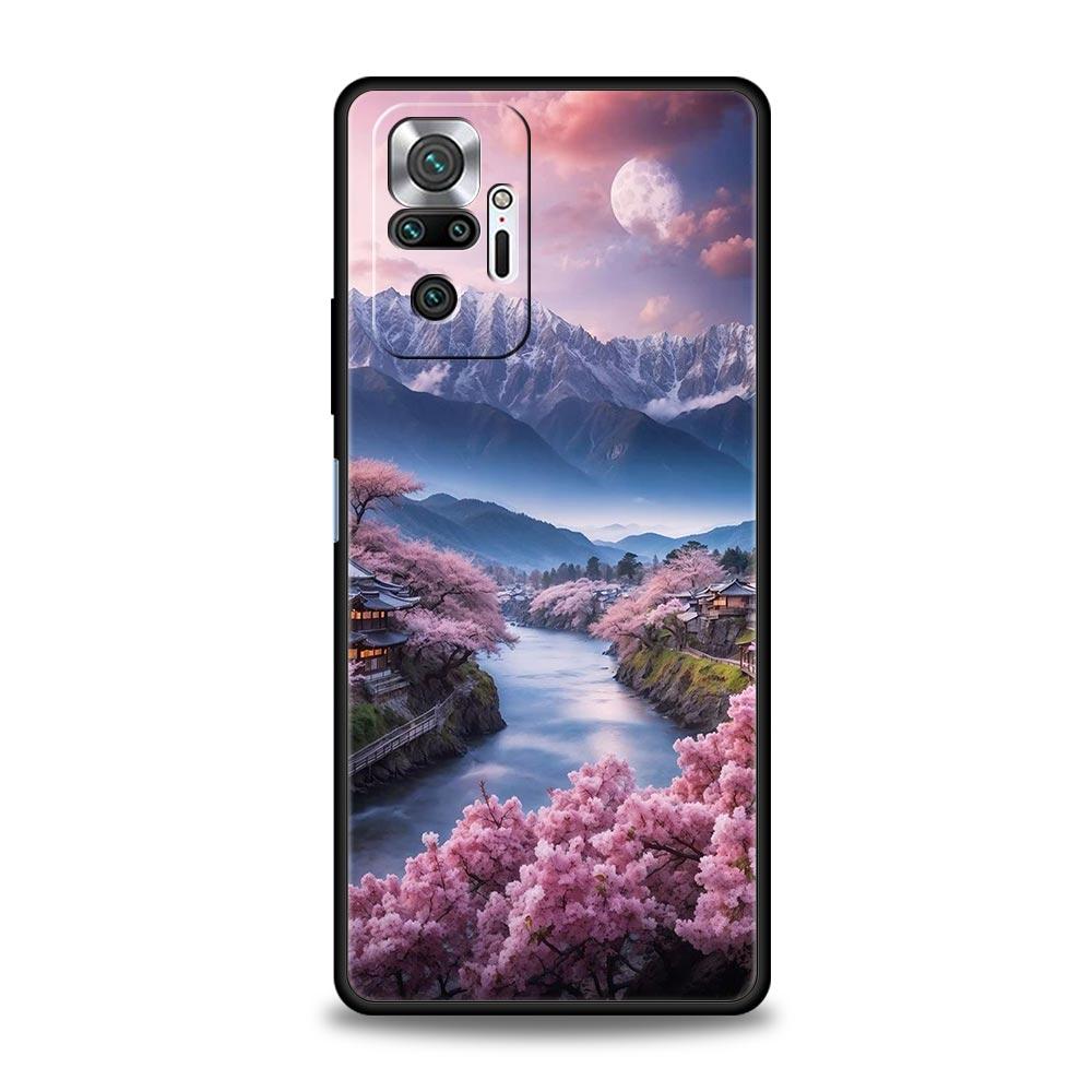 Pink Sunset Mountain Phone Case Cover for Redmi 14C 10C Note 15 14 13 12 10 11 K40 Pro Plus 5G Soft TPU Shockproof Shell Fundas