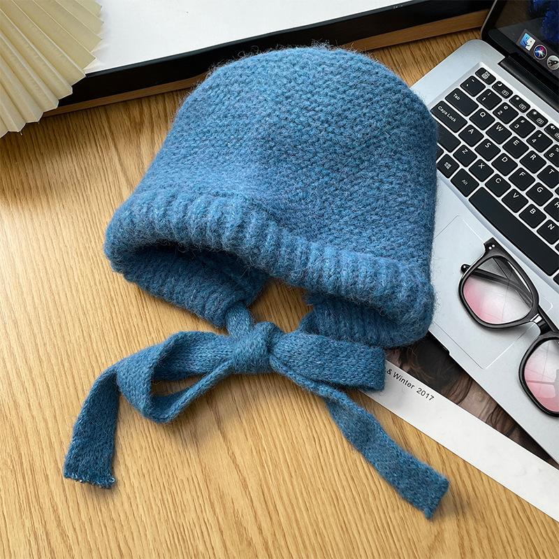 Hat Women's Winter Large Head Circumference High end Balaclava Warm Ear Protection Knitted Hat Showing Face Small Woolen Hat