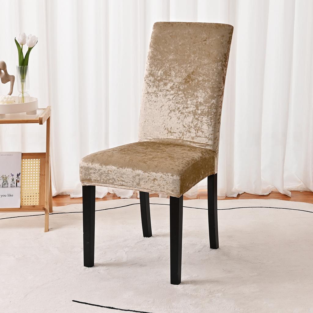 Buckle Non-Slip Gold Diamond Fleece Solid Color Elastic Chair Cover Household Hotel Dining Chair Cover Dust Chair Cover