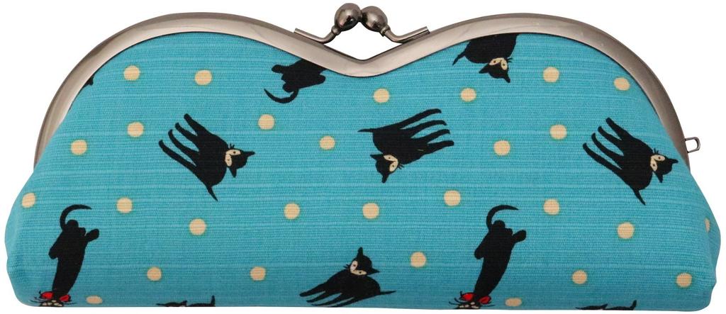Kyosuke Glasses Clasp Cat Case, Purse, M-Shaped, Yumeji/Black