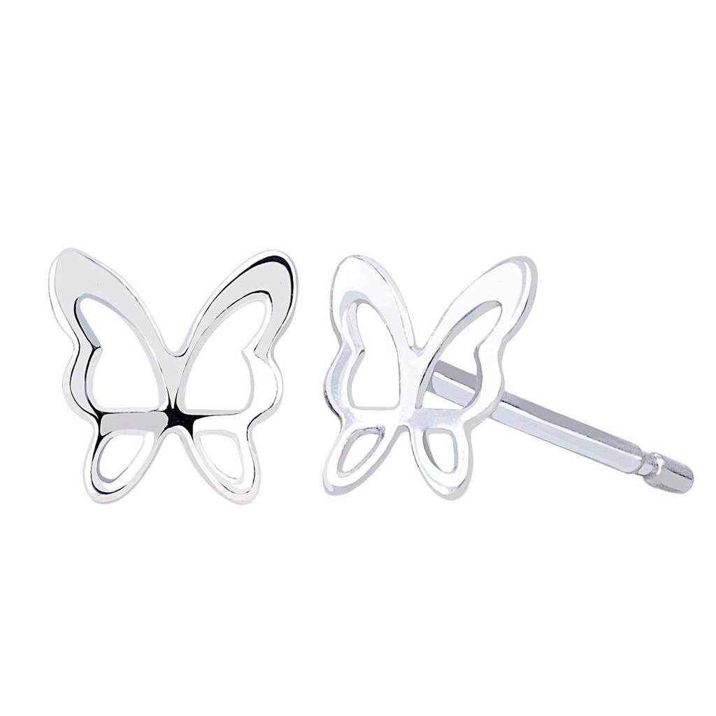 Sears K10 Butterfly Stud Earrings In 10k White Gold Women's (se105-0010-wg)