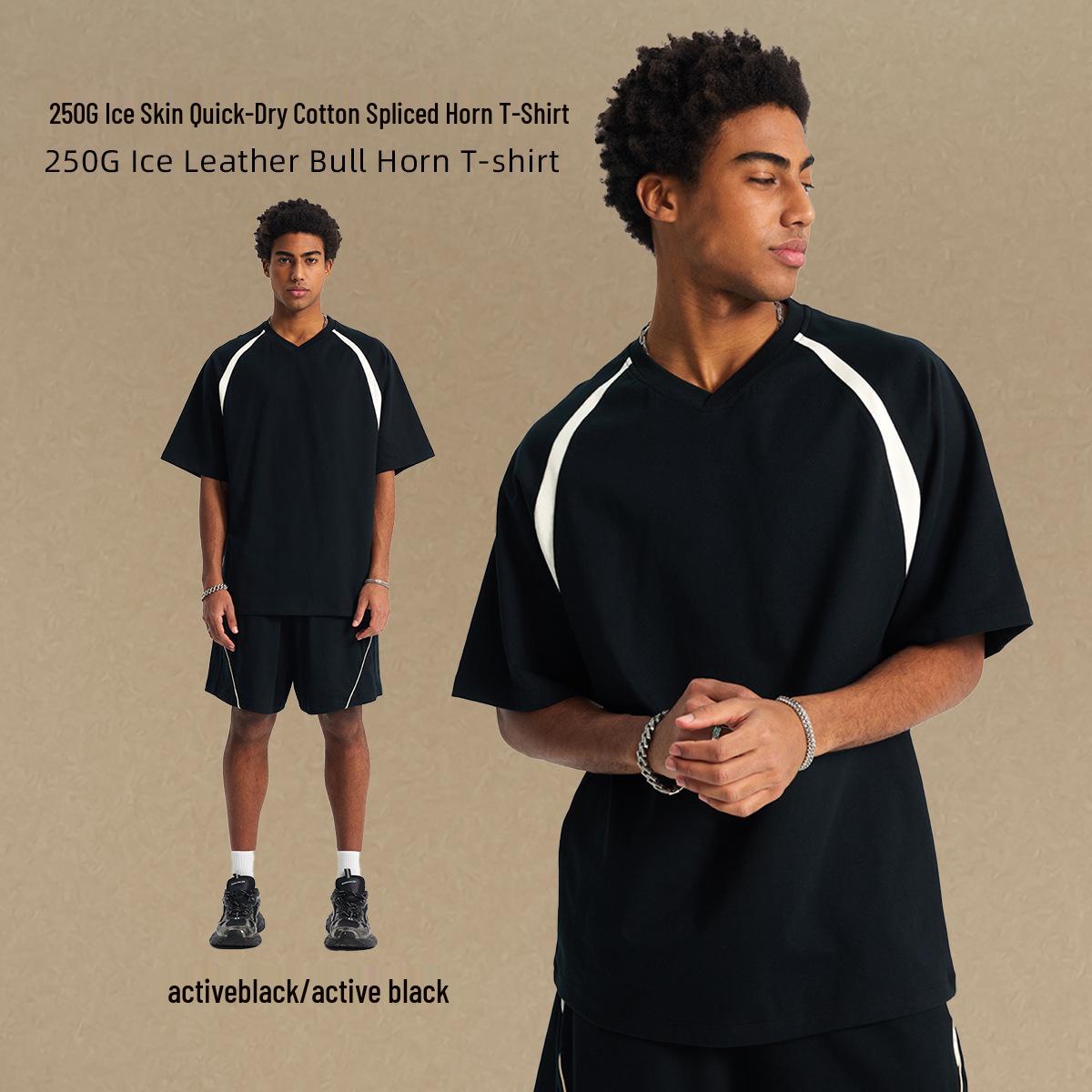 

2025 Лето Быстросохнущий Хлопок Антибактериальный Дышащий Лоскутный Повседневный Комплект для Пары - Унисекс Футболка с Коротким Рукавом и Шорты M