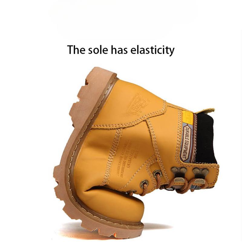 Botas tácticas de diseñador para hombre y mujer, de cuero genuino, estilo militar, para nieve, color amarillo, para exteriores, para trabajo, zapatillas de deporte