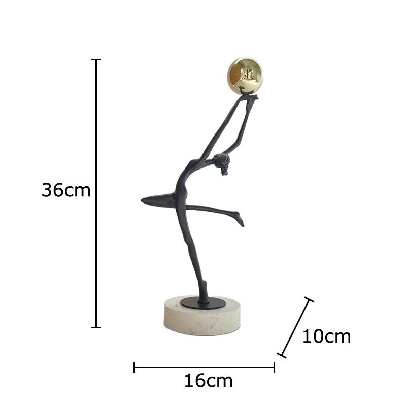 

Black Dancer Abstract Figures Sculpture Golden Ball Ornaments Desk Decoration Minimalist Character Statue Room Aesthetic Decor