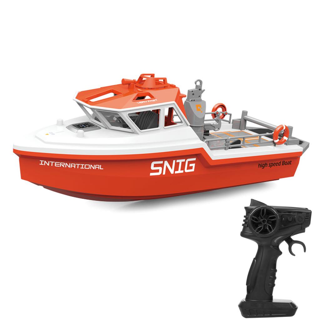 Remote Control Boat, 2.4GHz Rescue Ship with Brushless Motor Low Battery Alarm for Pools and Lakes, Mini Electric Toy