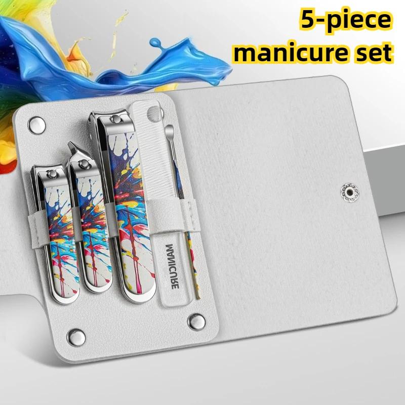 

Classic 5/10 Piece Stainless Steel Fingernail Clipper Set with Storage PU Bag, Unscented Nail Grooming Kit, Concave Blade Edge f