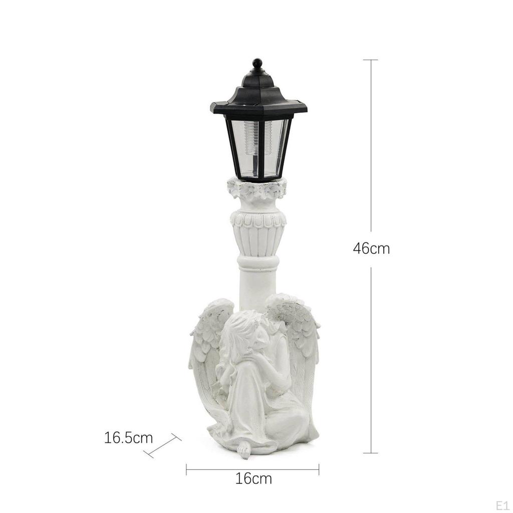 Solar Angel Statue Good Luck Yard Decor LED Lights Greeting Garden Lamp for Patio