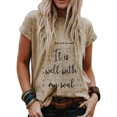 Women Summer T Shirt Trend  Print Retro Fashion Short Sleeve Tees Casual   Printed  Tops