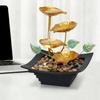 Golden Relaxation Tabletop Water Fountain with LED Light 4 Tier Lotus Small Desktop Waterfall Fountain with Rocks for Home Bathroom Bedroom Decor