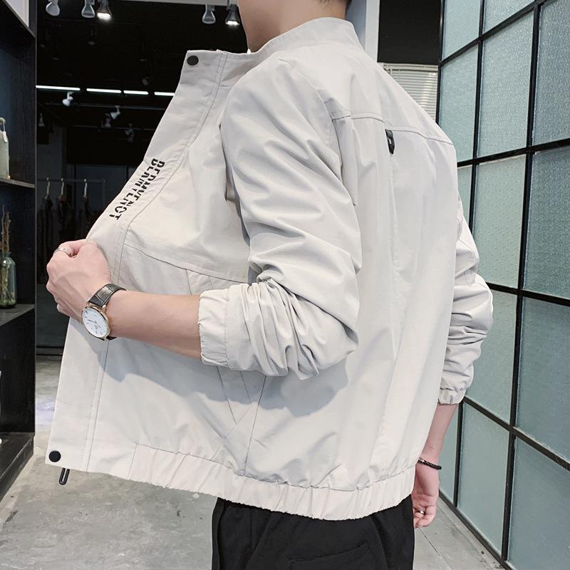 Men's Jacket Spring and Autumn Fashion Handsome Casual Stand-up Collar Tooling Jacket Loose Jacket Men