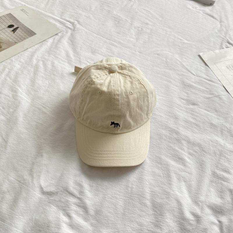 Koreanische bestickte Baumwoll-Baseballkappe mit kleinem Fuchs für Männer und Frauen mit breiter Krempe, die Gesichter zeigt, mit kleiner Entenküken-Kappe, Sonnenschutz, Trend