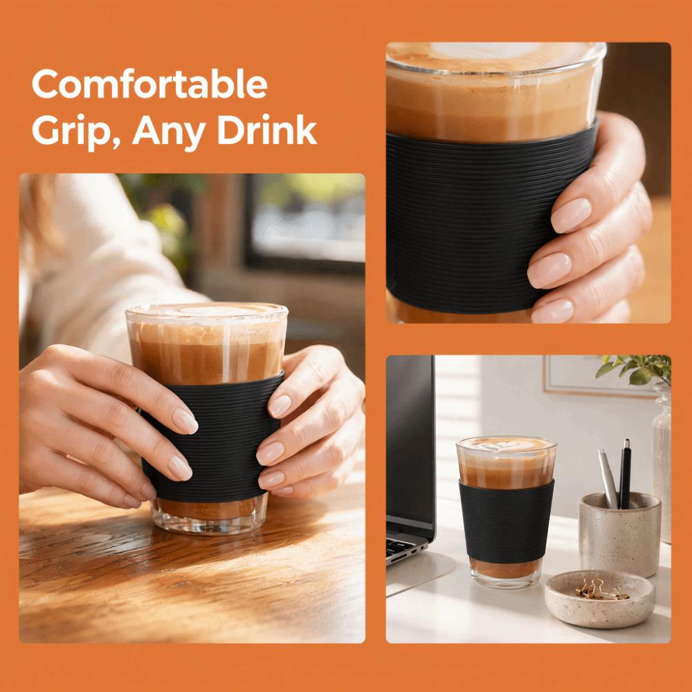 10pcs Non-Slip Design Silicone Cup Sleeve Heat Resistant Non-Slip Cup Cover  Coffee Glass Cups