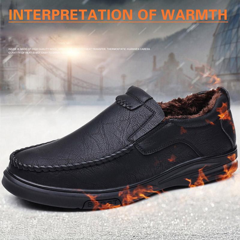 Winter Plüsch Lederschuhe Herren Halbschuhe Weiches Rindsleder Herren Freizeitschuhe Neue Herrenschuhe Schwarz Braun Slip-on Herrenschuhe