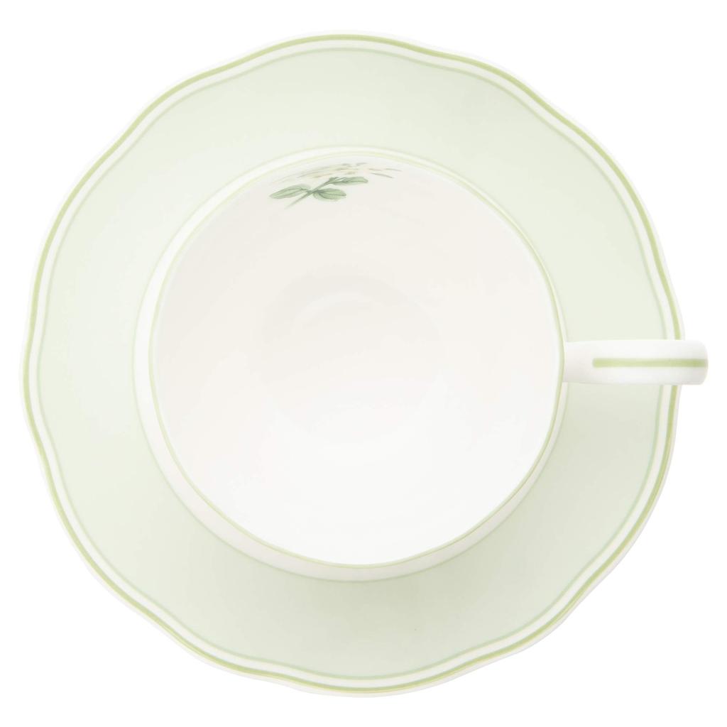 Noritake Cup Saucer 250cc English Herbs Microwave Safe Thyme Bone China & (Coffee Tea) T97887/4942