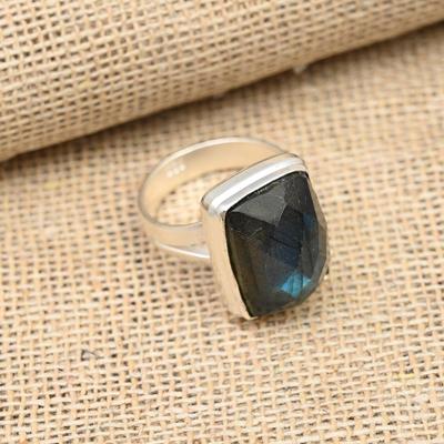 Bague en argent sterling 925 faite à la main avec pierres précieuses labradorite, bijoux pour Noël