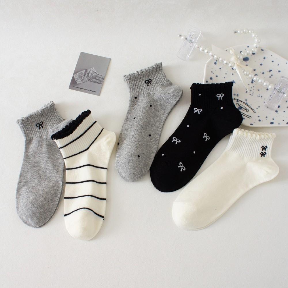 Low Cut Short Tube Socks Breathable Bow Boat Socks Korean Style Kawaii Shallow Socks  Warm