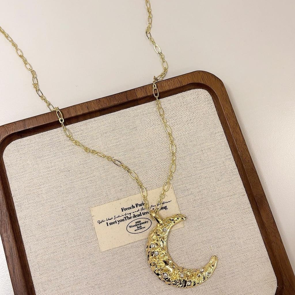 Diamond pleated stars moon pendant necklace sweater chain necklace women's wholesale