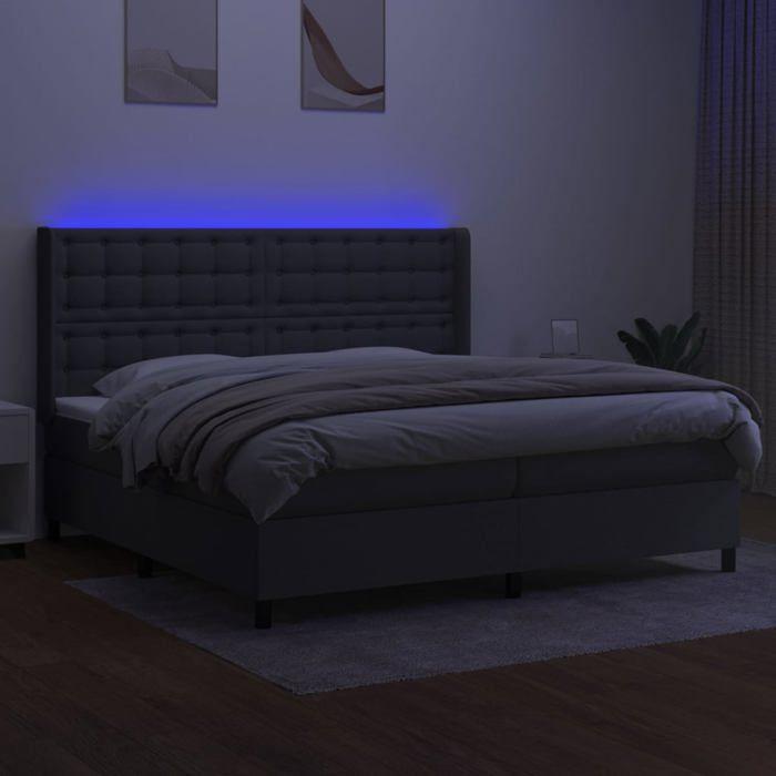 VidaXL Sommier à Lattes de Lit avec Matelas et LED, Lit Rembourré avec Tête de Lit, Lit Double, Lit Adulte de Chambre, 3138662