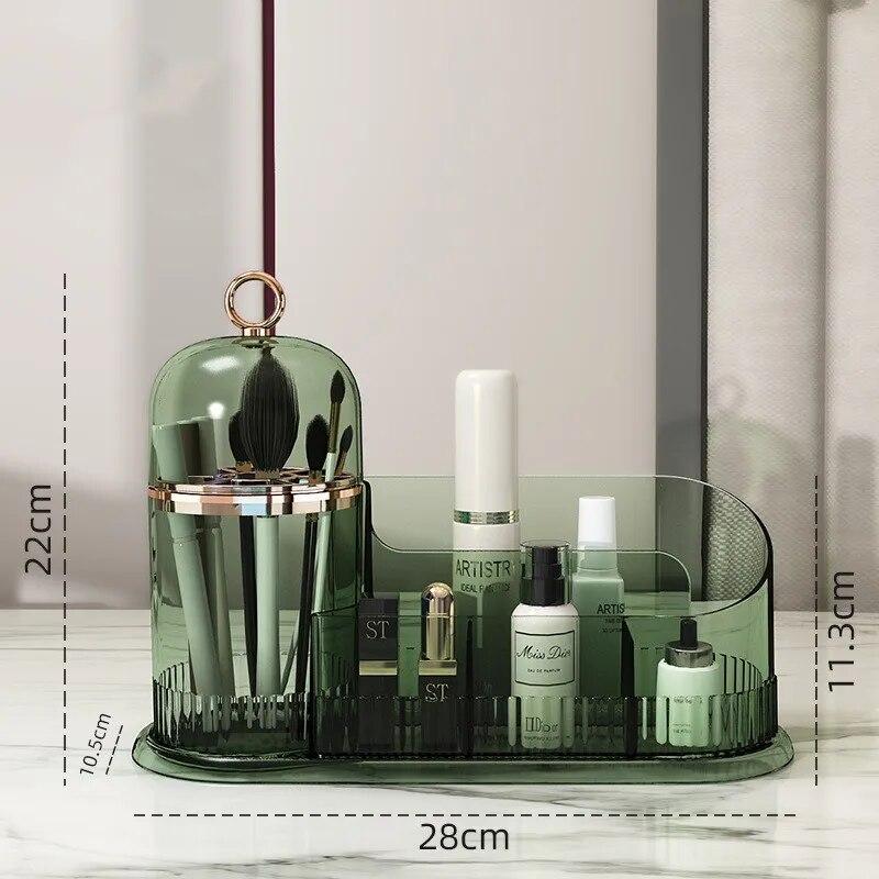 Box na štětec na make-up se zásuvkou 360° otočný držák na kosmetiku Držák na péči o pleť Bavlněné tampony Tampóny Pouzdro na rtěnku