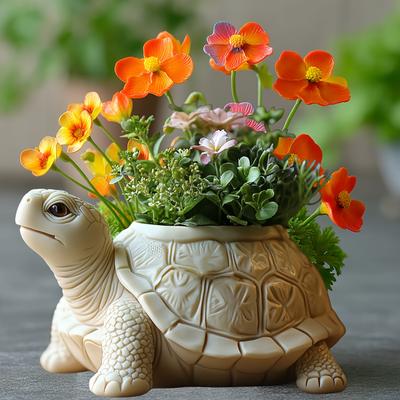 New Beach Turtle Succulent Plant Flowerpot Resin Silicone Mold Cute Turtle Shape Storage Box Candle Cup Gypsum Mould Craft Molds