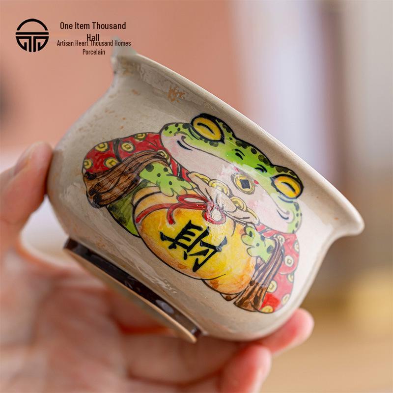 Three Talents Hand-Painted Gaiwan: Large Retro Chinese Tea Set for Home Brewing