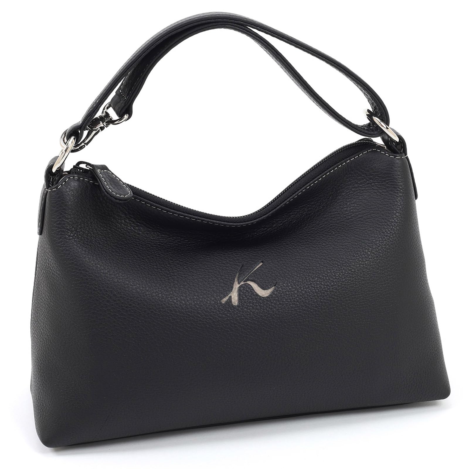 

Small handbag made of material that hides scratches for beige stitching 15521 [Kitamura] 2-way shrink-wrapped Y-1330 women, black/sand [black]