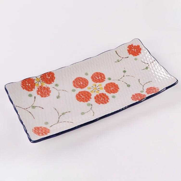 

Японская керамическая тарелка Посуда Высокотемпературная подглазурная роспись Ручная роспись Длинная тарелка Новый Китай Креативная тарелка для суши