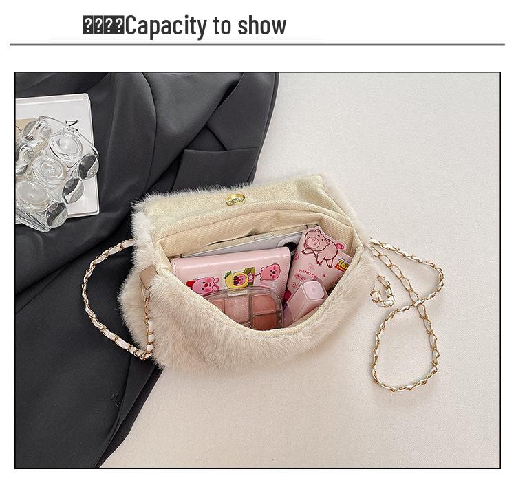 2025 Autumn/Winter Plush Tassel Antler Crossbody Shoulder Bag - Versatile Small Square Fashion Handbag