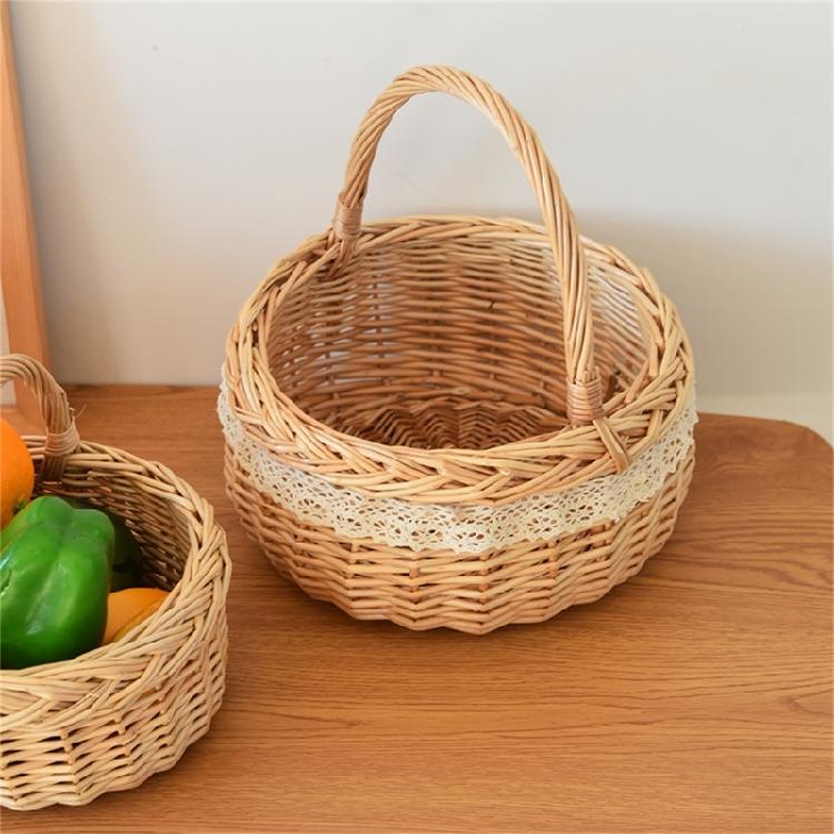 Fruit Bread Basket Breathable Rattan Basket Vegetable Storage Serving Basket for Wedding Home Party Photography