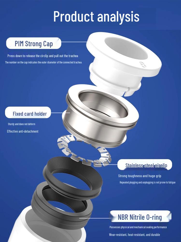 Pneumatic Quick Connect Tee, White Plastic, Straight Push-in, Sizes: 4-16mm