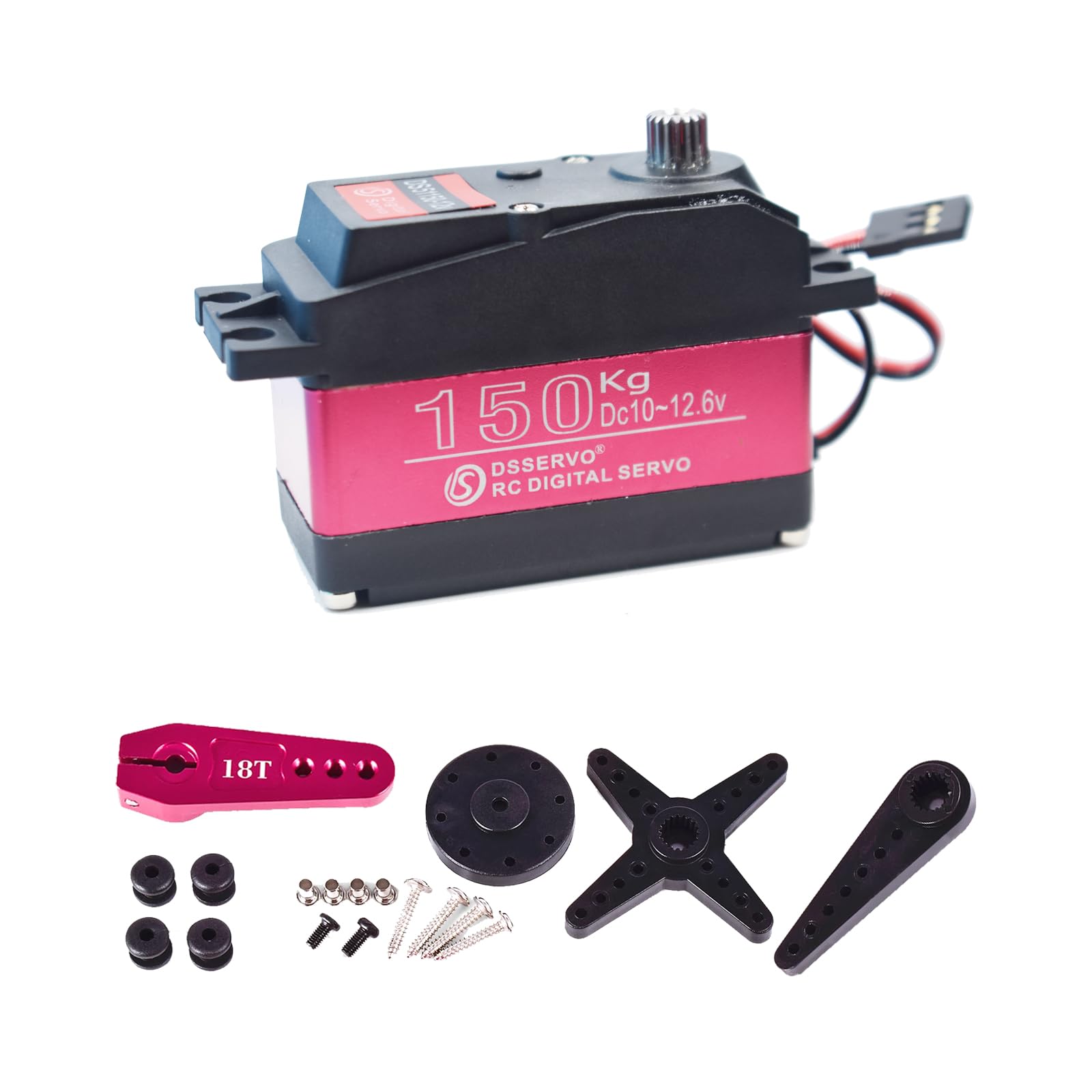 

Висококрутний 150 кг цифровий RC сервопривід водонепроникний нержавіючий редуктор великий рульовий сервомотор сумісний з Baja RC Car Crawler багі вантажівка хлопець робот човен червоний