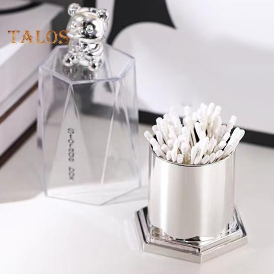 Toothpick Container Exquisite Bear Cover Toothpicks Storage Acrylic Sturdy Bamboo Toothpicks Holder Living Room Supply