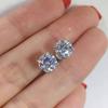 0.5-1 Carat D Color Moissanite Ear Stud Earrings for Women Girls 925 Silver Sparkling Piercing Earring Fine Jewelry