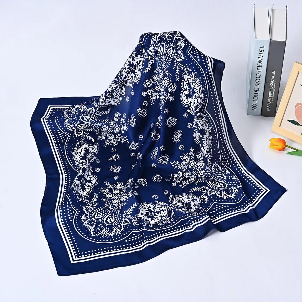 Syhood 70cm Square Satin Head Scarves Satin Bandanas for Women Satin Headband Scarves Silk Feeling Scarf Boho Headwear
