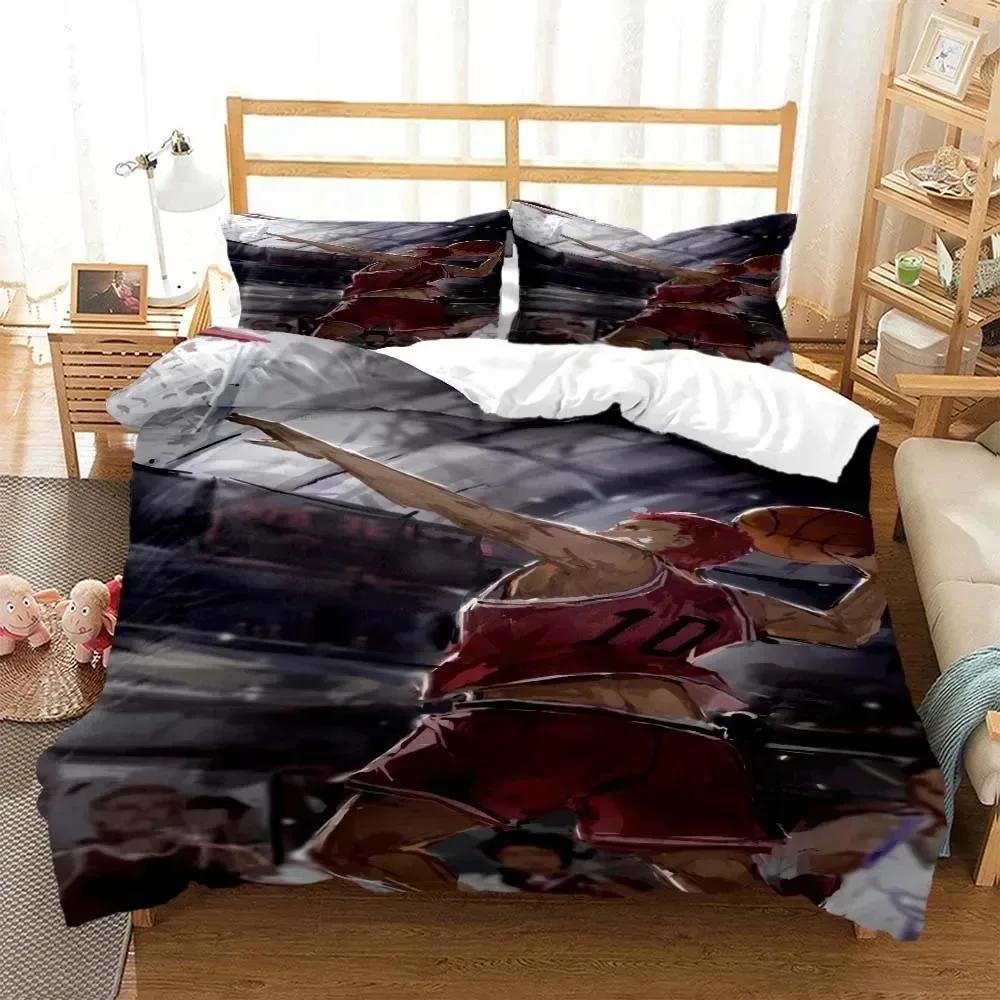 Anime Slam Dunk Cartoon Bedding Set Boys Girls Twin Queen Size Duvet Cover Pillowcase Bed Kids Adult Fashion Home Textile