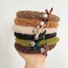 Rhinestone Metal Letter Headband Wool Headdress Vintage Bow Hair Accessories