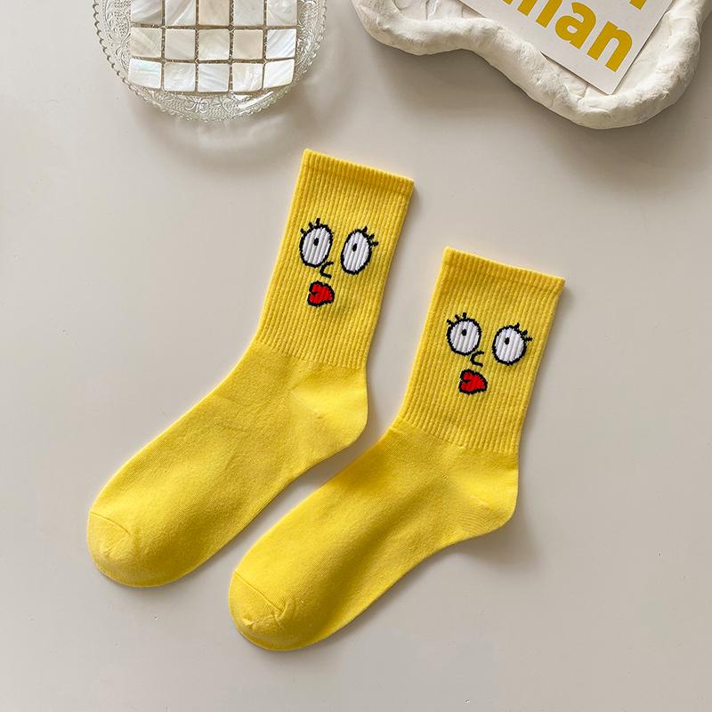 Korean Funky Harajuku Trend Women Socks Unisex Funny Socks 16 Colors Combed Cotton Street Skateboard Casual Couple Crew Socks