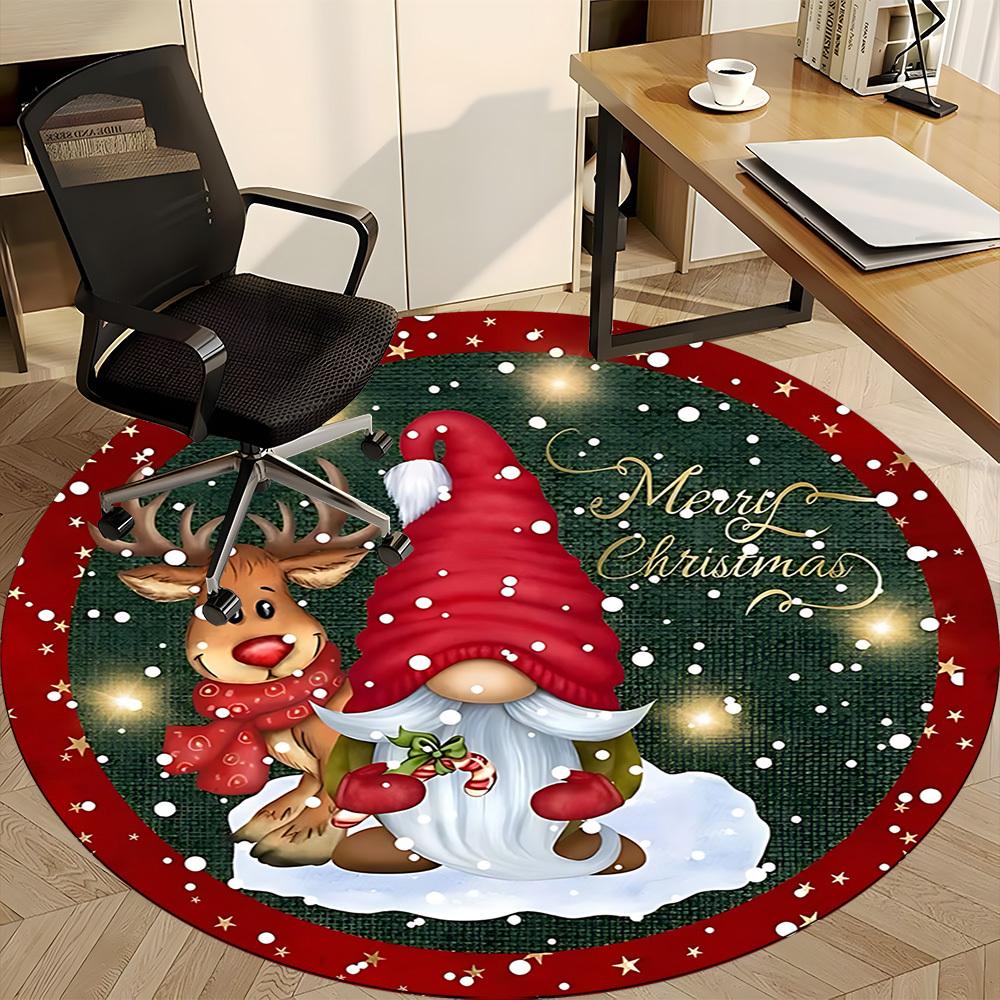 1pc Christmas Santa Chair Carpet for Office, Round Non Slip Durable Large Size Office Carpet, Suitable for Office
