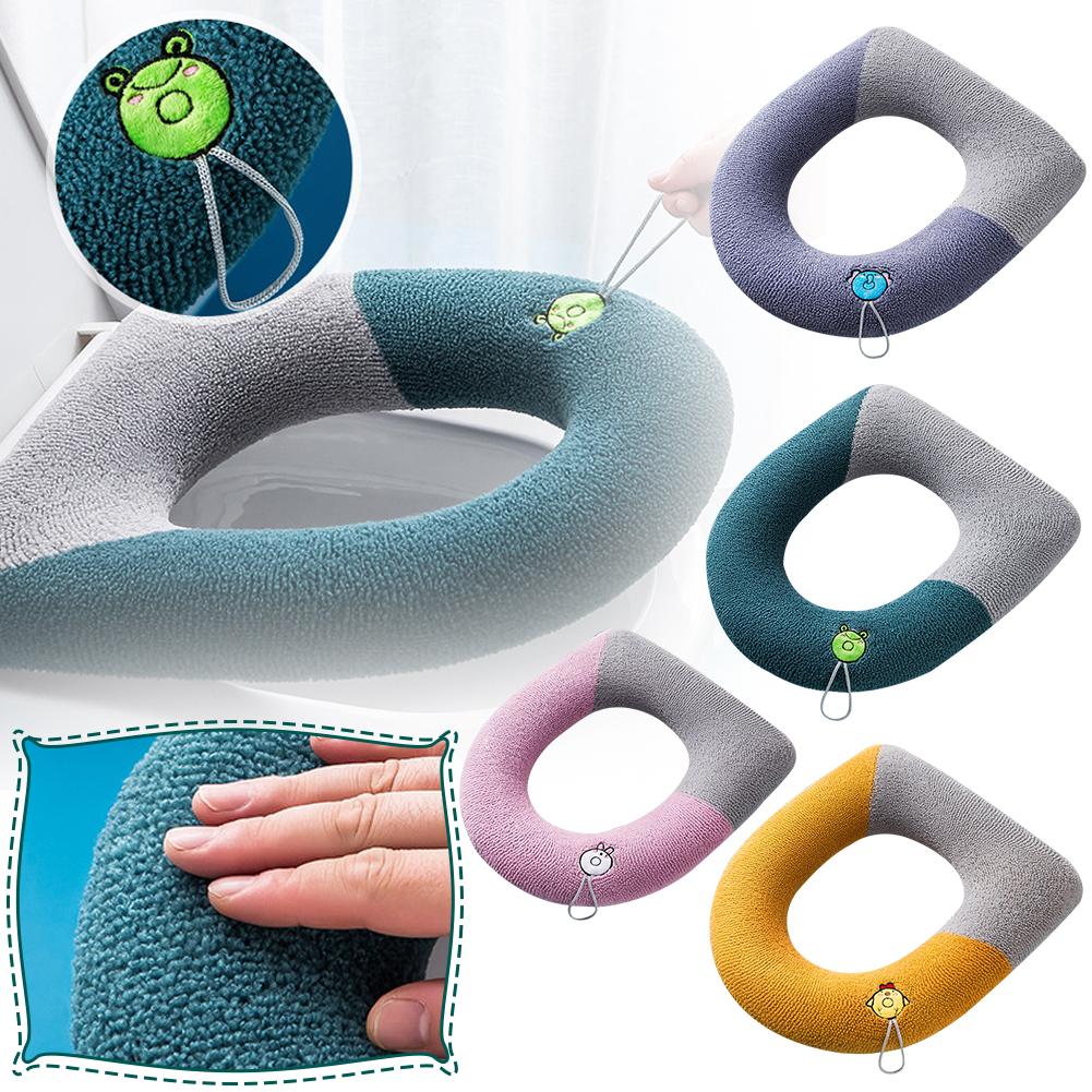 

Подушка на сиденье унитаза с мультяшным рисунком, утолщенная, мягкая с ручкой сиденья, на молнии для ванной комнаты, удобная O7N1