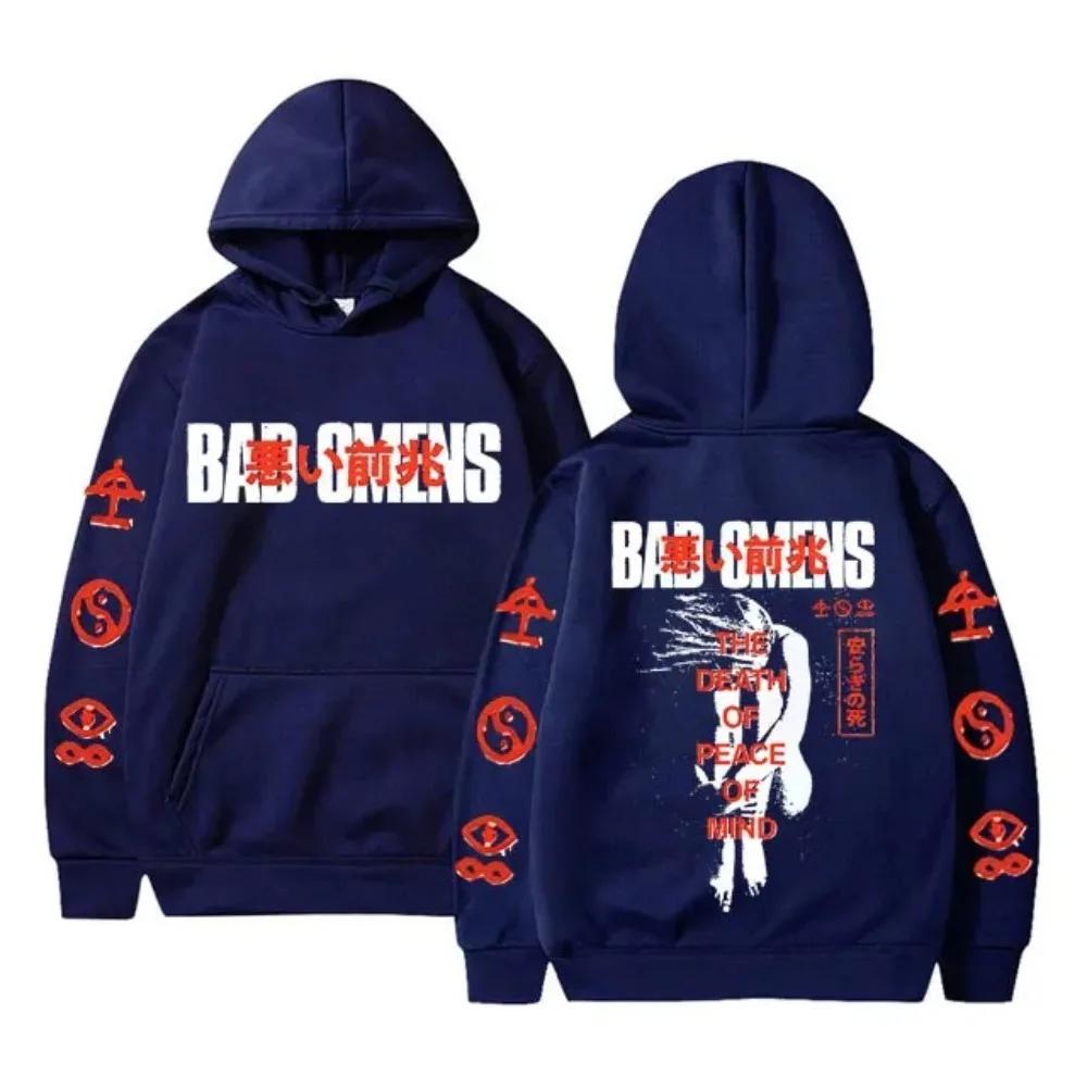 Bad Omens Band Tour American Music Print Hoodie The Death of Peace of Mind Skeleton Graphic Hoodies Rock Gothic Sweatshirts