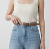 Cross Mirror Womens Leather Belt With Pin Buckle For Casual And Office Wear