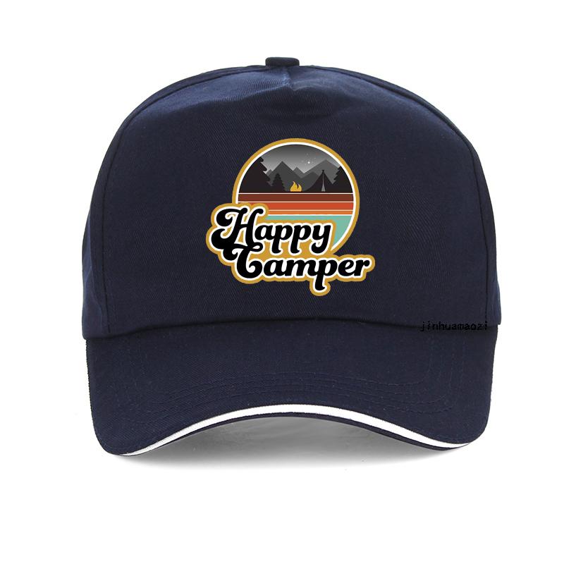 Happy Camper Cap Summer Camp Camping Unisex Women baseball cap Green Hiking Outdoor Sport  Trucker Cap